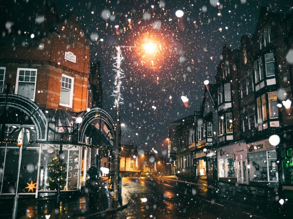 neighborhood in winter