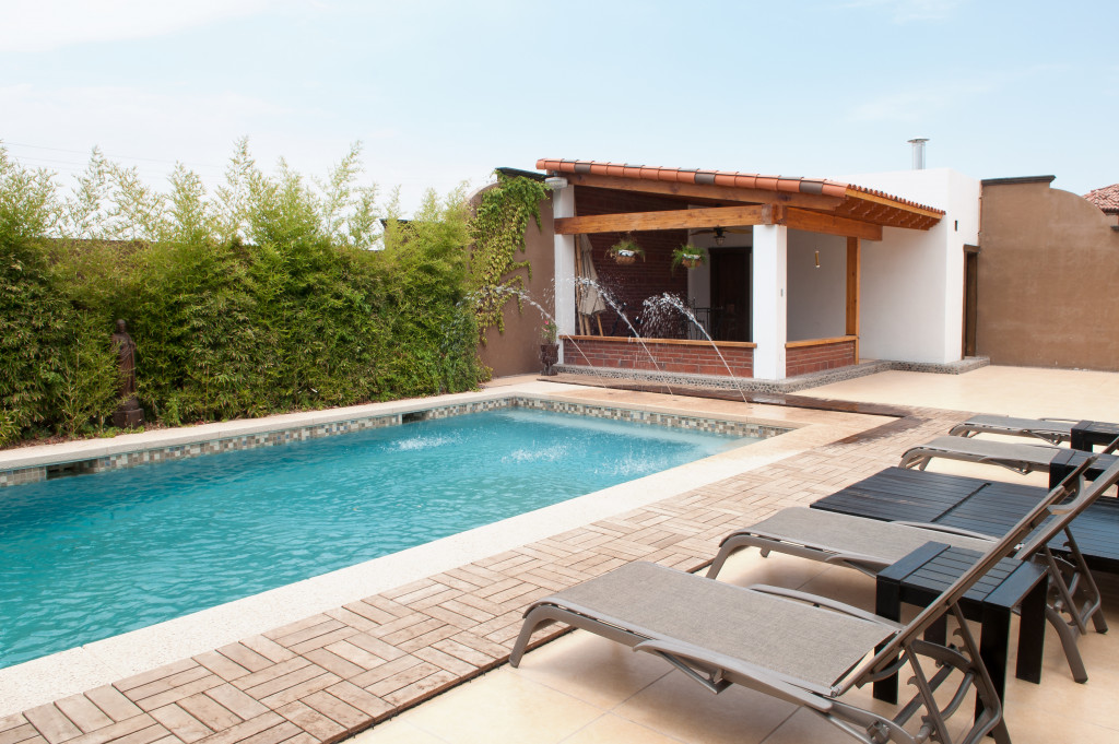 pool and chairs