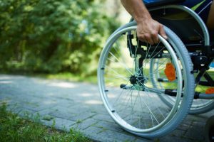 wheelchair during walk in park
