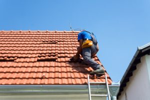 professional working on roof